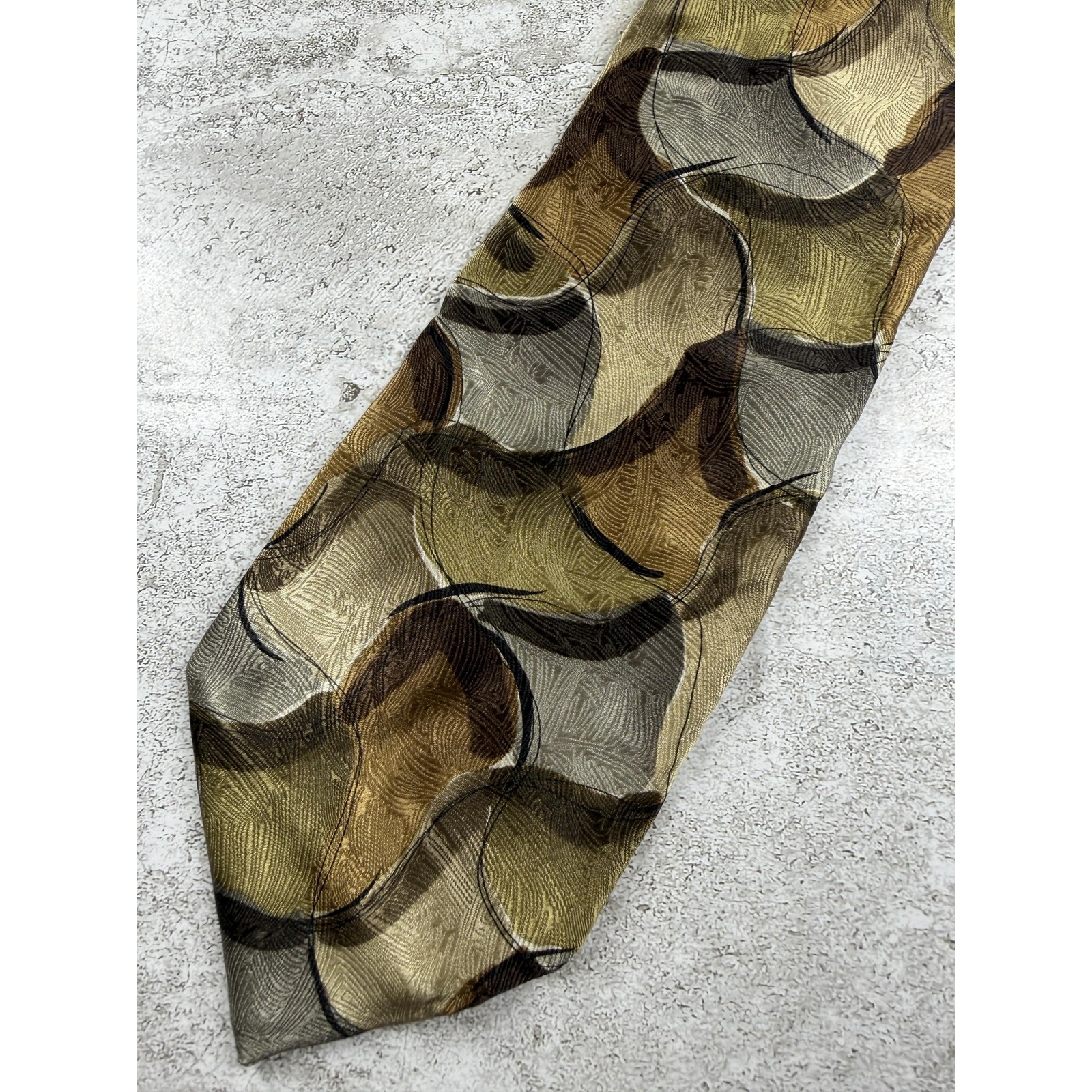 J Garcia 100 Silk Tie Mens One Size Green Geometric Pointed Classic Necktie